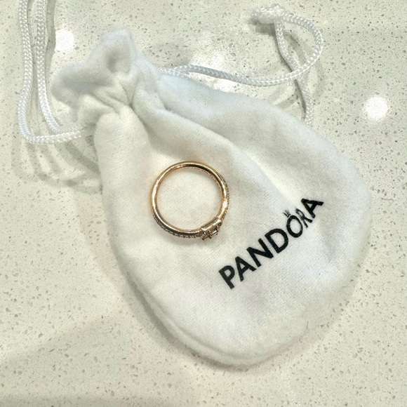 Pandora rectangle halo rose gold promise ring size 7 - Picture 5 of 6